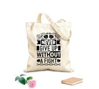 AILOONG Borse da donna in tela di cotone non arrenderti mai senza combattere tipografia ispiratrice stampa Tessuto spesso 12 once Materiale delicato sulla pelle 31x36cm Media