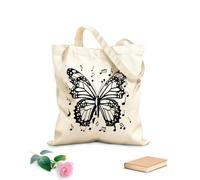 AILOONG Borse da donna in tela di cotone note musicali farfalla e con note musicali volanti Tessuto spesso 12 once Materiale delicato sulla pelle 31x36cm Media