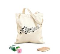 AILOONG Borse da donna in tela di cotone note musicali, motivo melodico a vortice di note musicali e onde sonore con note impostate Tessuto spesso 12 once Materiale delicato sulla pelle 31x36cm Media