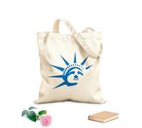 AILOONG Borse da donna in tela di cotone progettazione del logo della silhouette della statua della libertà Tessuto spesso 340g/m² Materiale delicato sulla pelle