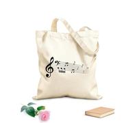 AILOONG Borse da donna in tela di cotone raccolta di note musicali che simboleggiano la bellezza e il flusso della musica Tessuto spesso 12 once Materiale delicato sulla pelle 35x40cm Grande