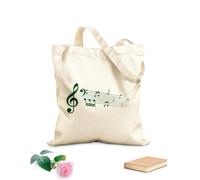 AILOONG Borse da donna in tela di cotone raccolta di note musicali che simboleggiano la bellezza e il flusso della musica Tessuto spesso 340g/m² Materiale delicato sulla pelle