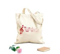 AILOONG Borse da donna in tela di cotone raccolta di note musicali che simboleggiano la bellezza e il flusso della musica Tessuto spesso 340g/m² Materiale delicato sulla pelle