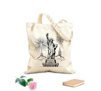 AILOONG Borse da donna in tela di cotone ritratto statua della libertà usa immagine Tessuto spesso 12 once Materiale delicato sulla pelle 31x36cm Media