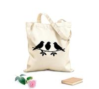 AILOONG Borse da donna in tela di cotone sagoma di tre uccelli uno di fronte all'altro Tessuto spesso 12 once Materiale delicato sulla pelle 25x30cm Piccola