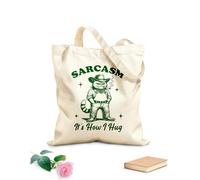 AILOONG Borse da donna in tela di cotone sarcasmo è come abbraccio un gatto tipografia esilarante animale divertente gatto vintage Tessuto spesso 340g/m² Materiale delicato sulla pelle