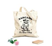 AILOONG Borse da donna in tela di cotone sarcasmo è come abbraccio un gatto tipografia esilarante animale divertente gatto vintage Tessuto spesso 12 once Materiale delicato sulla pelle 31x36cm Media