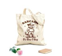 AILOONG Borse da donna in tela di cotone sarcasmo è come abbraccio un gatto tipografia esilarante animale divertente gatto vintage Tessuto spesso 340g/m² Materiale delicato sulla pelle