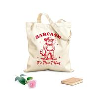 AILOONG Borse da donna in tela di cotone sarcasmo è come abbraccio un gatto tipografia esilarante animale divertente gatto vintage Tessuto spesso 340g/m² Materiale delicato sulla pelle