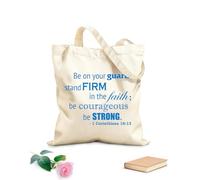 AILOONG Borse da donna in tela di cotone Siate vigilanti, state saldi nella fede, siate coraggiosi, siate forti. (Bibbia, 1 Corinzi 16:13) Tessuto spesso 340g/m² Materiale delicato sulla pelle