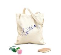 AILOONG Borse da donna in tela di cotone spartiti musicali, note, linee eleganti, notazione musicale, vortici con simboli di note impostati Tessuto spesso 340g/m² Materiale delicato sulla pelle