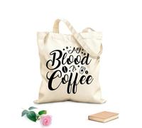 AILOONG Borse da donna in tela di cotone Tessuto spesso 12 once il mio sangue è caffè tipografia lettering design del caffè Materiale delicato sulla pelle 35x40cm Grande