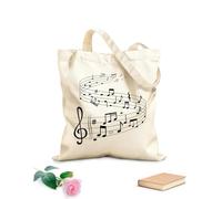 AILOONG Borse da donna in tela di cotone Tessuto spesso 12 once la canzone ondeggia con le note dello spartito sui pentagrammi Materiale delicato sulla pelle 35x40cm Grande