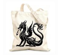 AILOONG Borse da donna in tela di cotone Tessuto spesso 12 once mistico squame il serpente delle leggende drago silhouette icona arte Materiale delicato sulla pelle 35x40cm Grande