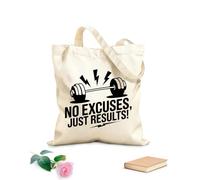 AILOONG Borse da donna in tela di cotone Tessuto spesso 12 once niente scuse solo risultati bilanciere palestra Materiale delicato sulla pelle 25x30cm Piccola