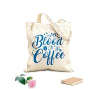 AILOONG Borse da donna in tela di cotone Tessuto spesso 340g/m² il mio sangue è caffè tipografia lettering design del caffè Materiale delicato sulla pelle
