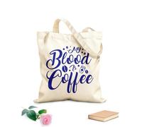AILOONG Borse da donna in tela di cotone Tessuto spesso 340g/m² il mio sangue è caffè tipografia lettering design del caffè Materiale delicato sulla pelle