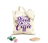 AILOONG Borse da donna in tela di cotone Tessuto spesso 340g/m² il mio sangue è caffè tipografia lettering design del caffè Materiale delicato sulla pelle