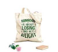 AILOONG Borse da donna in tela di cotone Tessuto spesso 340g/m² Il Ramadan riguarda la perdita dei peccati, non del peso, mese sacro del Ramadan, tipografia Materiale delicato sulla pelle