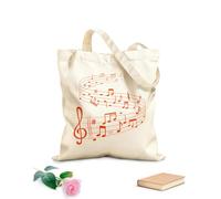 AILOONG Borse da donna in tela di cotone Tessuto spesso 340g/m² la canzone ondeggia con le note dello spartito sui pentagrammi Materiale delicato sulla pelle