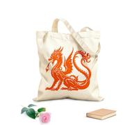 AILOONG Borse da donna in tela di cotone Tessuto spesso 340g/m² mistico squame il serpente delle leggende drago silhouette icona arte Materiale delicato sulla pelle