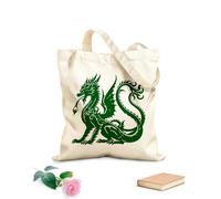 AILOONG Borse da donna in tela di cotone Tessuto spesso 340g/m² mistico squame il serpente delle leggende drago silhouette icona arte Materiale delicato sulla pelle