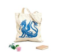 AILOONG Borse da donna in tela di cotone Tessuto spesso 340g/m² mistico squame il serpente delle leggende drago silhouette icona arte Materiale delicato sulla pelle