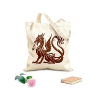 AILOONG Borse da donna in tela di cotone Tessuto spesso 340g/m² mistico squame il serpente delle leggende drago silhouette icona arte Materiale delicato sulla pelle