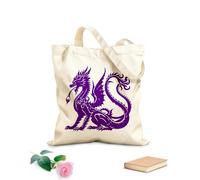 AILOONG Borse da donna in tela di cotone Tessuto spesso 340g/m² mistico squame il serpente delle leggende drago silhouette icona arte Materiale delicato sulla pelle