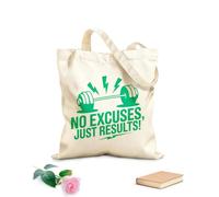 AILOONG Borse da donna in tela di cotone Tessuto spesso 340g/m² niente scuse solo risultati bilanciere palestra Materiale delicato sulla pelle