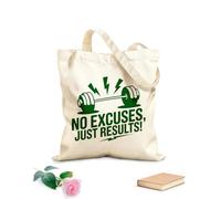 AILOONG Borse da donna in tela di cotone Tessuto spesso 340g/m² niente scuse solo risultati bilanciere palestra Materiale delicato sulla pelle