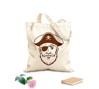 AILOONG Borse da donna in tela di cotone Tessuto spesso 340g/m² ritratto di pirata con benda sull'occhio e cappello da capitano tema nautico avventuroso Materiale delicato sulla pelle