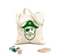 AILOONG Borse da donna in tela di cotone Tessuto spesso 340g/m² ritratto di pirata con benda sull'occhio e cappello da capitano tema nautico avventuroso Materiale delicato sulla pelle