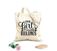 AILOONG Borse da donna in tela di cotone Una ragazza dai mille sentimenti e dalle scritte disegnate a mano Tessuto spesso 12 once Materiale delicato sulla pelle 25x30cm Piccola