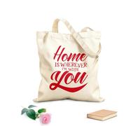 AILOONG Borse della spesa in poliestere e cotone Casa è ovunque io sia con te - Citazioni ispiratrici Tessuto spesso 340g/m² Riutilizzabile