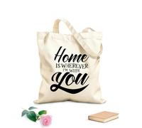 AILOONG Borse della spesa in poliestere e cotone Casa è ovunque io sia con te - Citazioni ispiratrici Tessuto spesso 12 once Riutilizzabile 35x40cm Grande