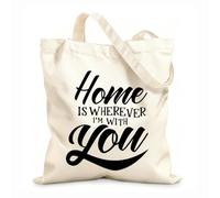 AILOONG Borse della spesa in poliestere e cotone Casa è ovunque io sia con te - Citazioni ispiratrici Tessuto spesso 12 once Riutilizzabile 31x36cm Media