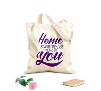 AILOONG Borse della spesa in poliestere e cotone Casa è ovunque io sia con te - Citazioni ispiratrici Tessuto spesso 340g/m² Riutilizzabile