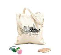 AILOONG Borse della spesa in poliestere e cotone Codifica di nuvole di parole Tessuto spesso 12 once Riutilizzabile 25x30cm Piccola