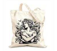 AILOONG Borse della spesa in poliestere e cotone Dea con capelli fluenti e farfalle Tessuto spesso 12 once Riutilizzabile 25x30cm Piccola