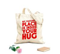 AILOONG Borse della spesa in poliestere e cotone Il mio posto preferito è dentro il tuo abbraccio - Citazione d'amore Tessuto spesso 340g/m² Riutilizzabile