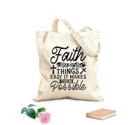 AILOONG Borse della spesa in poliestere e cotone La fede non rende le cose facili, le rende possibili Tessuto spesso 12 once Riutilizzabile 35x40cm Grande