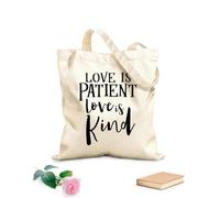 AILOONG Borse della spesa in poliestere e cotone L'amore è paziente, gentile, citazioni ispiratrici Tessuto spesso 12 once Riutilizzabile 25x30cm Piccola