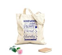AILOONG Borse della spesa in poliestere e cotone Lettering a mano con versetti della Bibbia e parole gentili Tessuto spesso 340g/m² Riutilizzabile