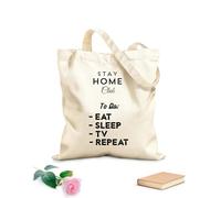 AILOONG Borse della spesa in poliestere e cotone Mangiare Dormire Restare a Casa Ripeti Lettering Ispirante Tessuto spesso 12 once Riutilizzabile 31x36cm Media