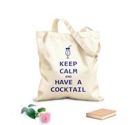 AILOONG Borse della spesa in poliestere e cotone Mantieni la calma e prendi un cocktail - Poster creativo Tessuto spesso 340g/m² Riutilizzabile