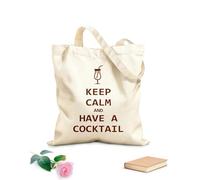 AILOONG Borse della spesa in poliestere e cotone Mantieni la calma e prendi un cocktail - Poster creativo Tessuto spesso 340g/m² Riutilizzabile