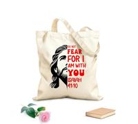 AILOONG Borse della spesa in poliestere e cotone Non temere perché io sono con te, cristiano Tessuto spesso 12 once Riutilizzabile 35x40cm Grande