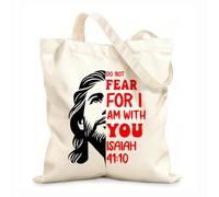 AILOONG Borse della spesa in poliestere e cotone Non temere perché io sono con te, cristiano Tessuto spesso 12 once Riutilizzabile 25x30cm Piccola