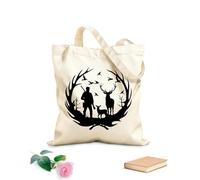 AILOONG Borse della spesa in poliestere e cotone Papà cacciatore di cervi Tessuto spesso 12 once Riutilizzabile 31x36cm Media